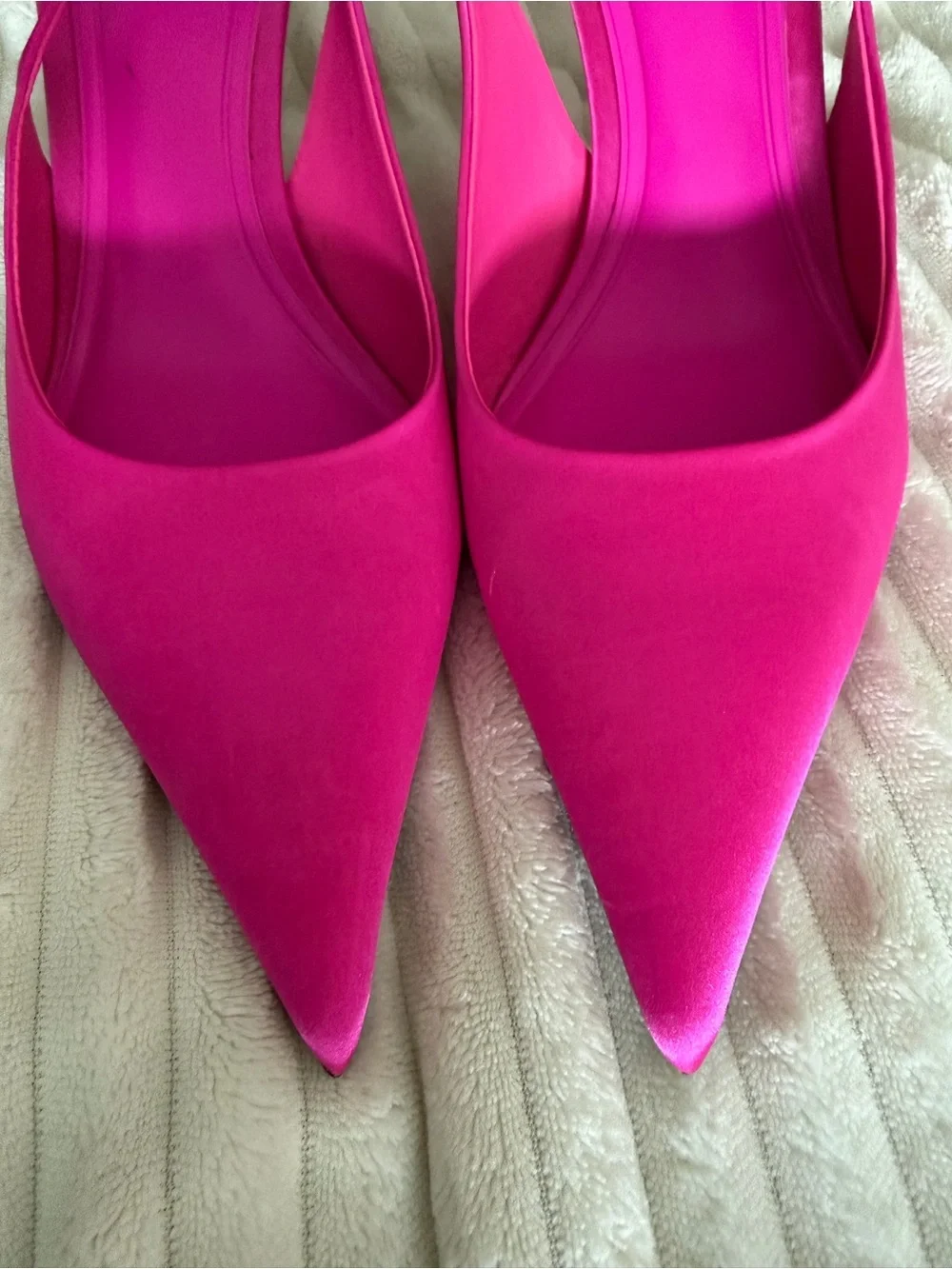 Zara Fuchsia Satin Slingback Pointed-Toe Pumps